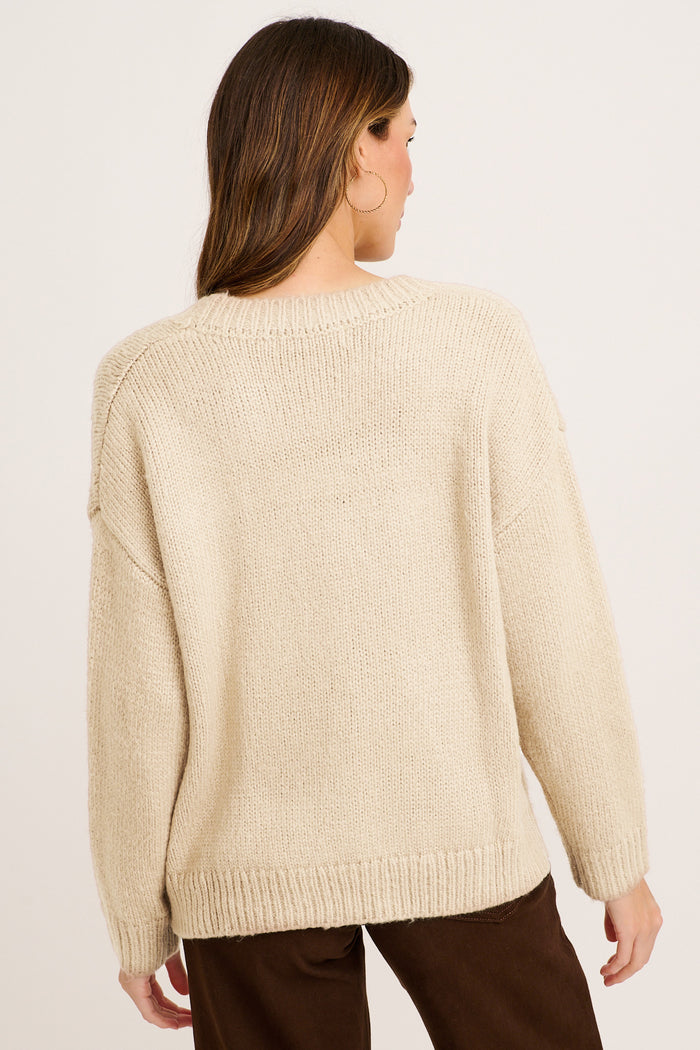 Soft Motion Knit Cardigan in Beige back