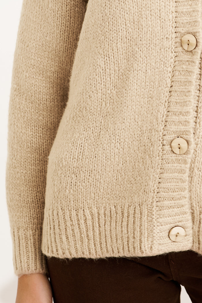Soft Motion Knit Cardigan in Beige detail