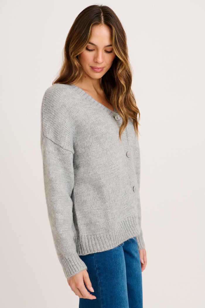 Soft Motion Knit Cardigan in Grey side