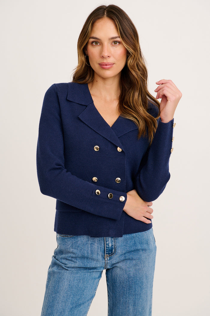Finer Knit Blazer in Navy front