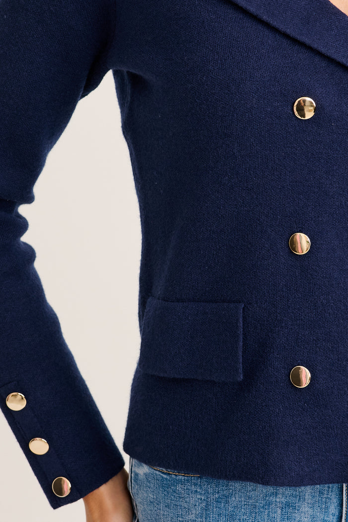 Finer Knit Blazer in Navy detail