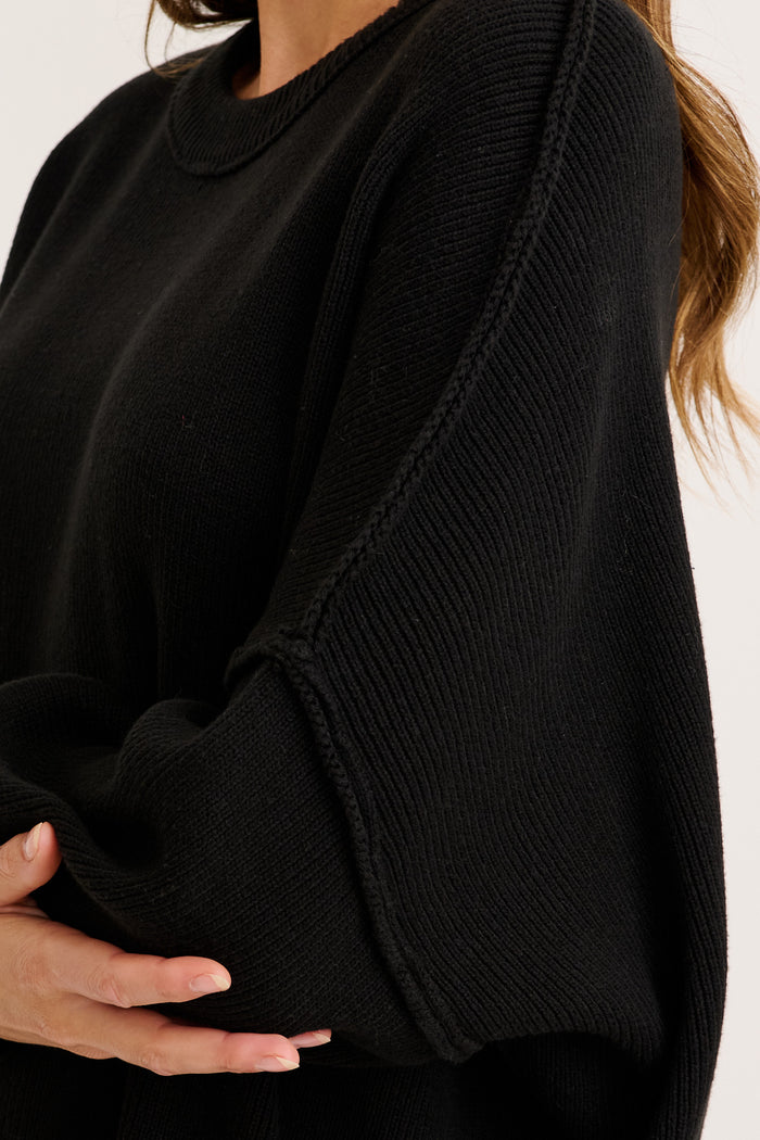 Linear Knit In Black Cotton Blend detail