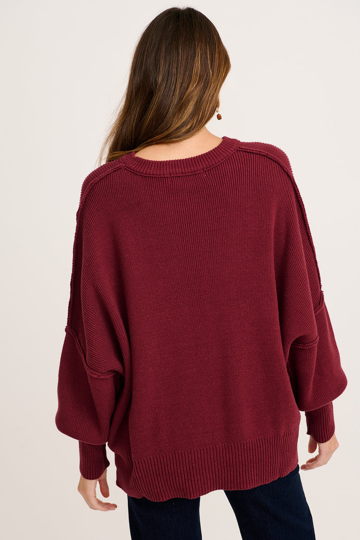 Linear Knit In Wine Cotton Blend back