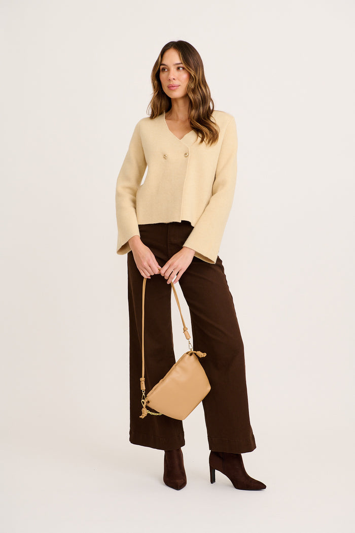 Persephone Knit Cardigan in Beige full length