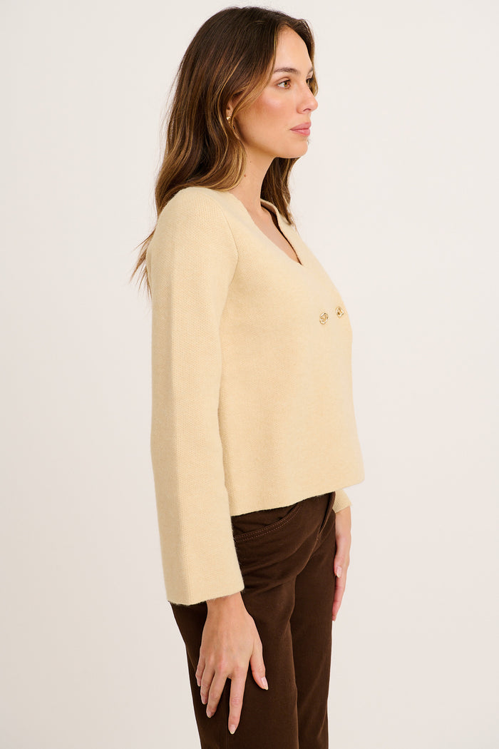 Persephone Knit Cardigan in Beige side