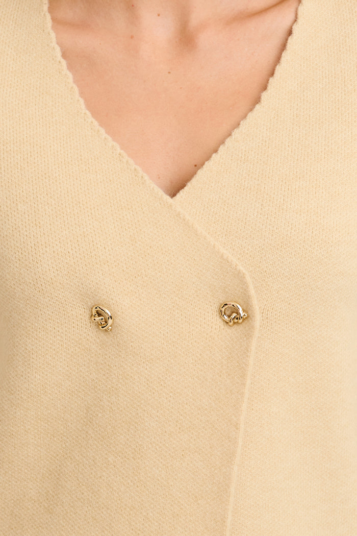 Persephone Knit Cardigan in Beige detail
