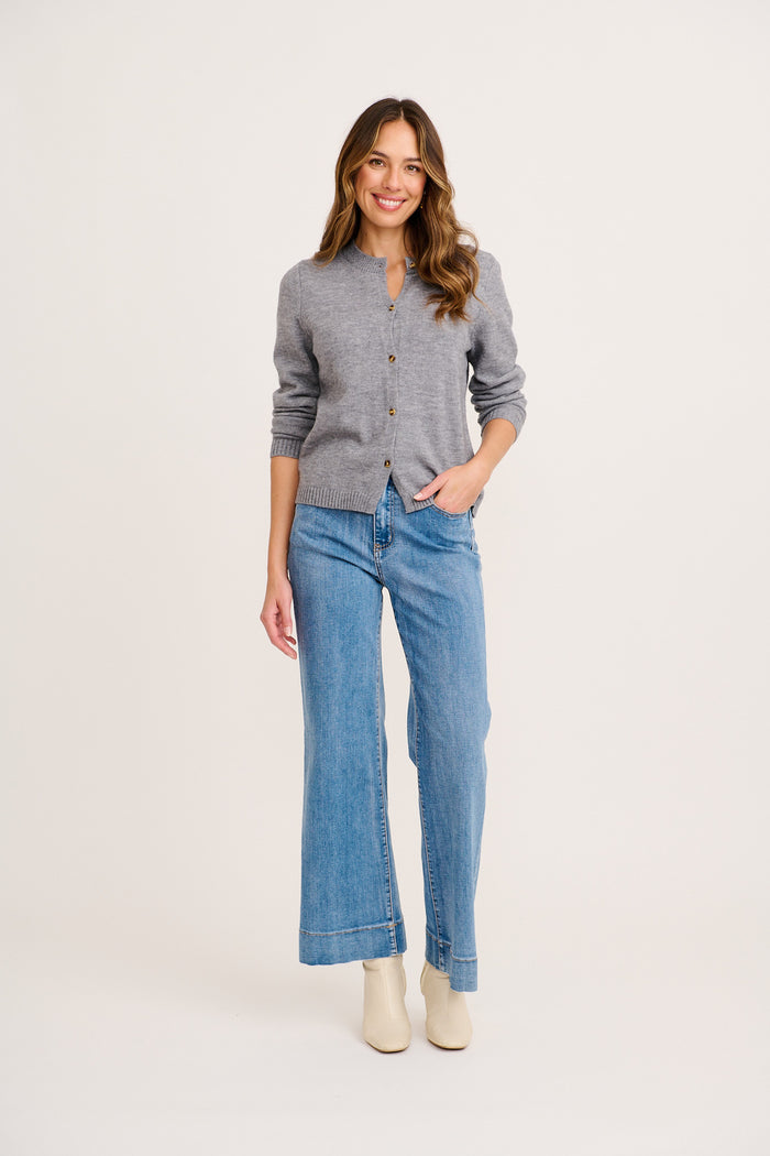 Constellation Knit Cardigan in Grey Marle full length