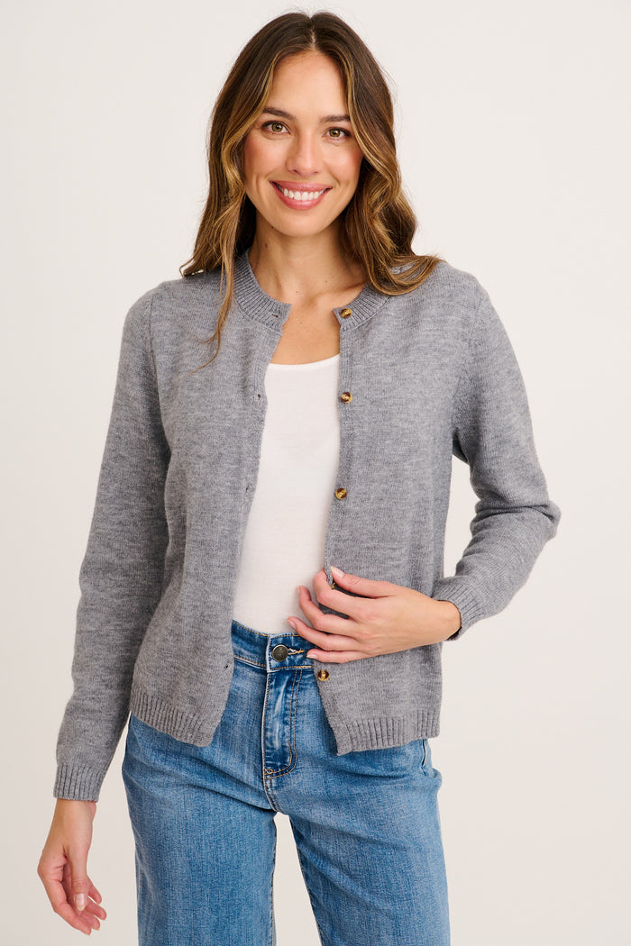 Constellation Knit Cardigan in Grey Marle front