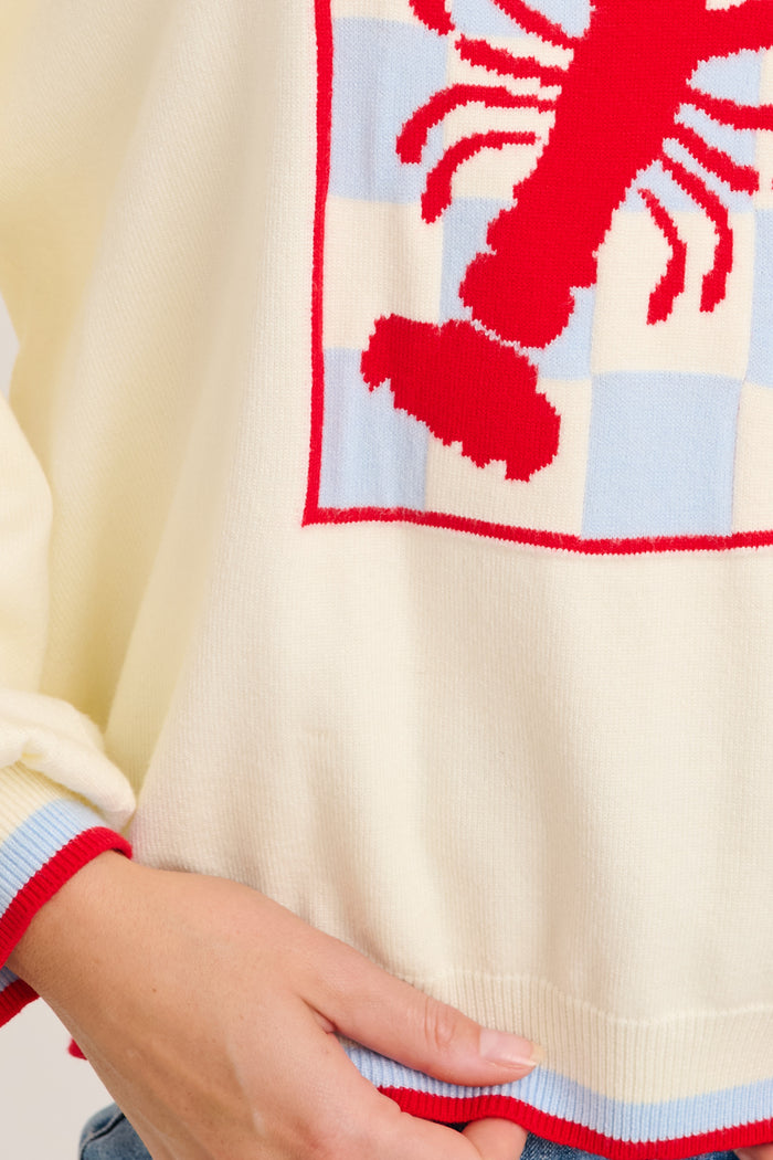 Fine Tune Knit in Cream Graphic Intarsia detail