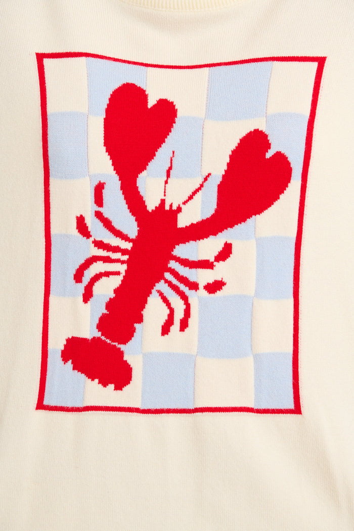 Fine Tune Knit in Cream Graphic Intarsia fabric