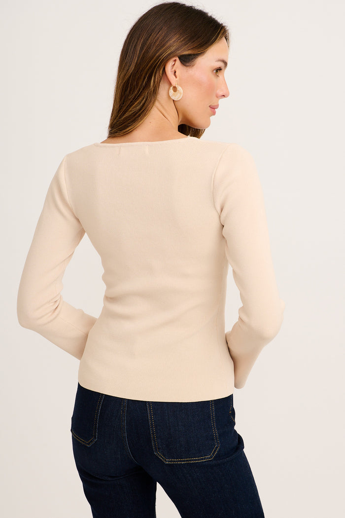 Quick Win Knit Top in Beige back