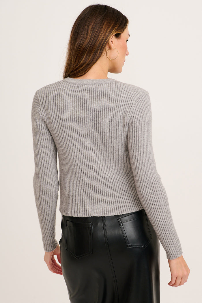 Blurred Lines Knit Cardigan in Grey back