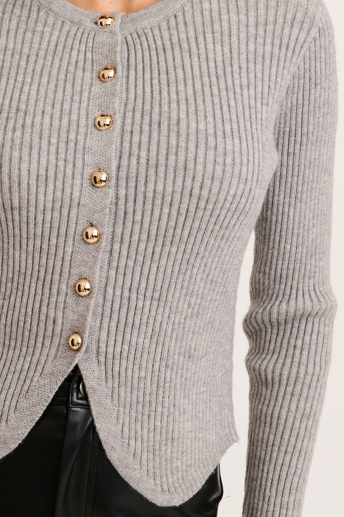 Blurred Lines Knit Cardigan in Grey detail