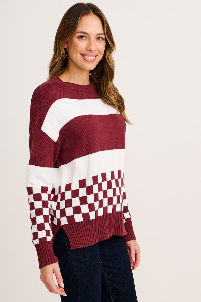 Lucky Charm Knit in Wine Cotton Blend side