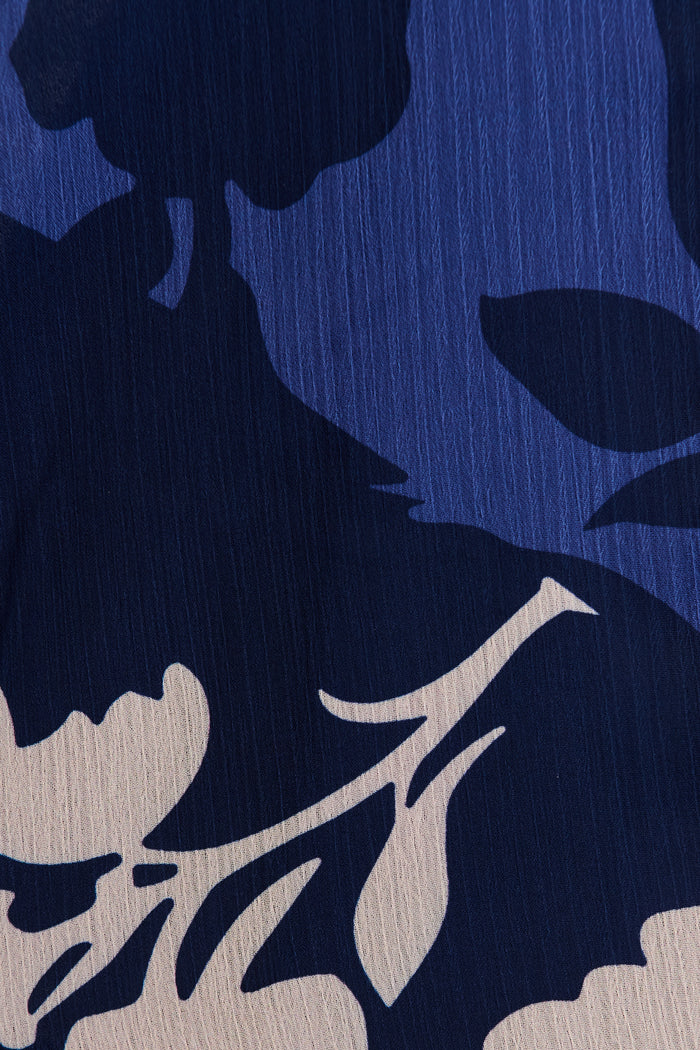 Melina Top in Navy and Blue Floral Chiffon fabric
