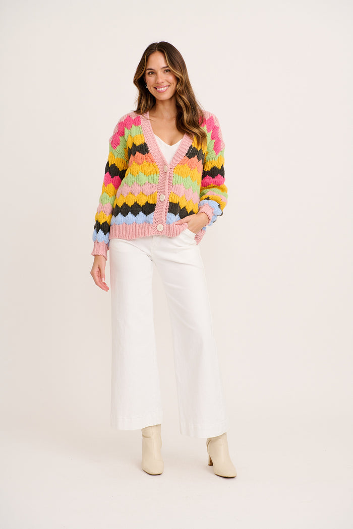 Ultimate Cosy Knit Cardigan in Multi Wool Blend full length
