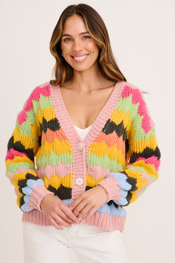 Ultimate Cosy Knit Cardigan in Multi Wool Blend front