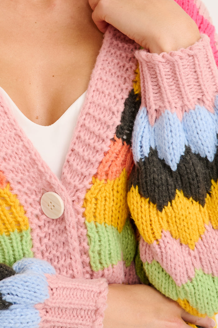 Ultimate Cosy Knit Cardigan in Multi Wool Blend detail