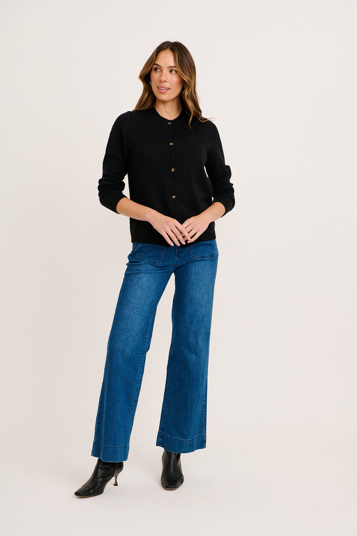 Constellation Knit Cardigan in Black full length