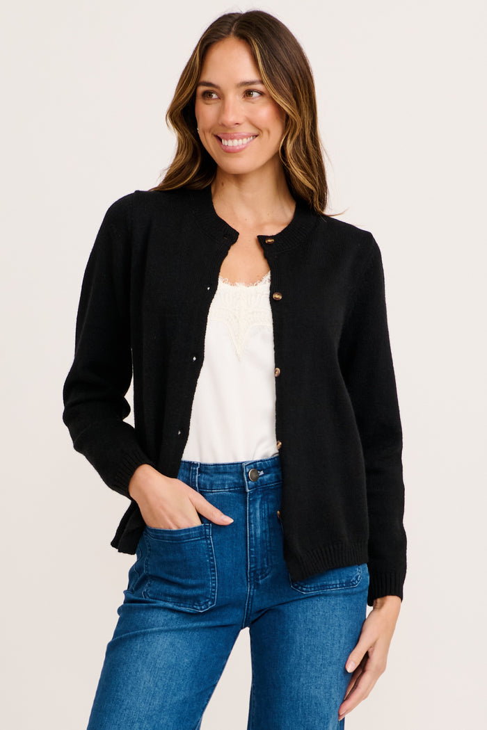 Constellation Knit Cardigan in Black front