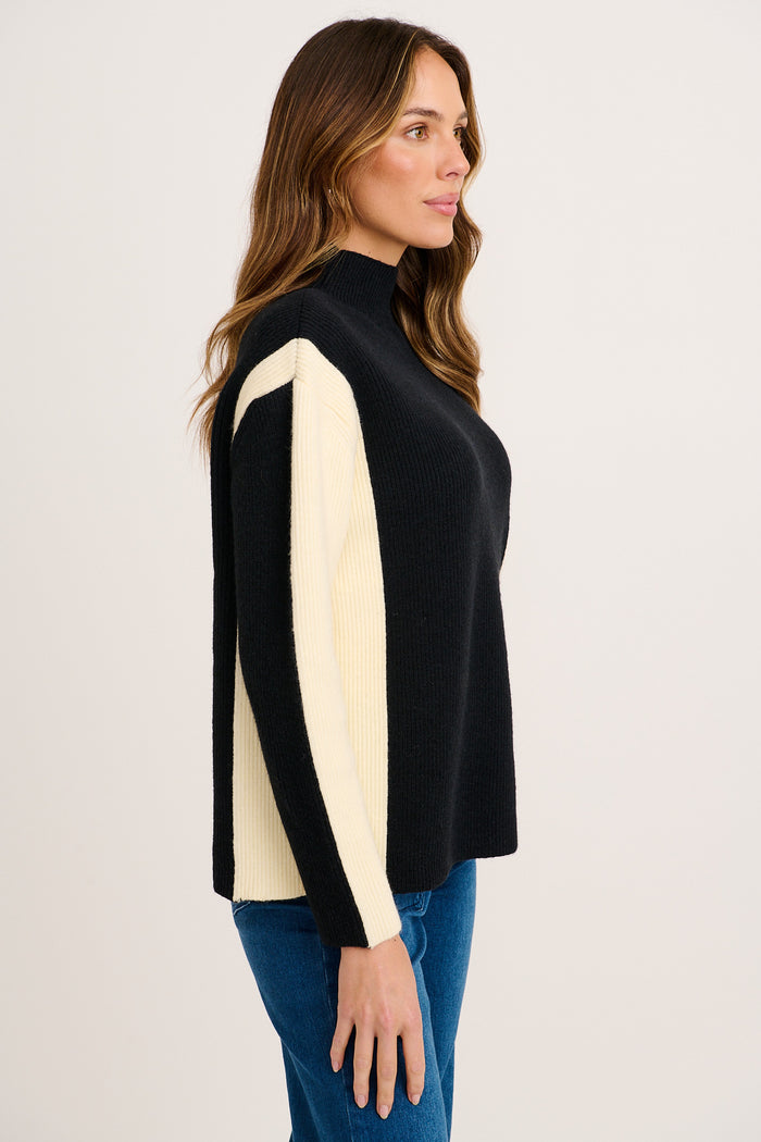 Mono Knit in Black and White Colour Block side