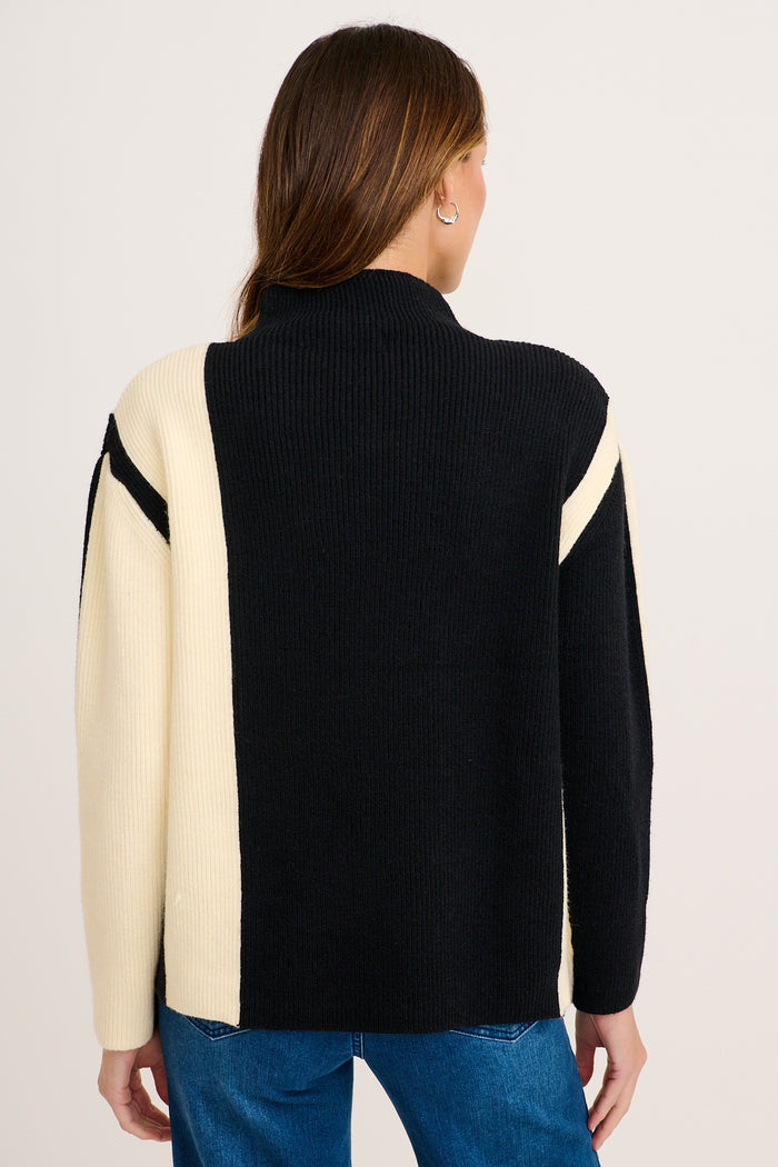 Mono Knit in Black and White Colour Block back