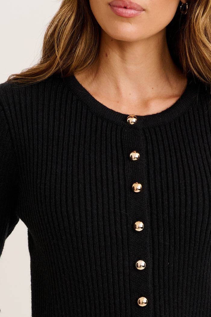 Blurred Lines Knit Cardigan in Black detail