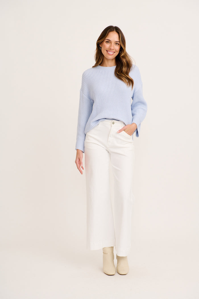 Caress Knit in Light Blue full length