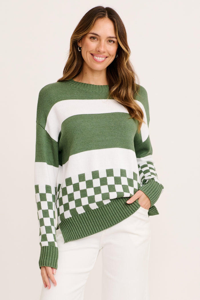Lucky Charm Knit in Khaki Cotton Blend front