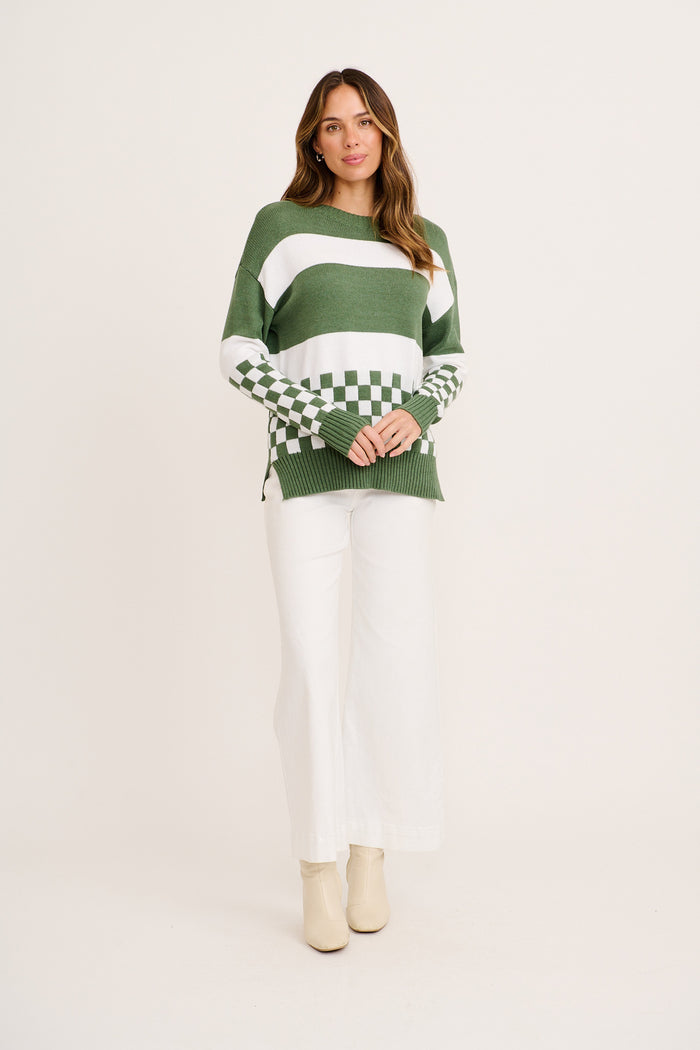 Lucky Charm Knit in Khaki Cotton Blend full length