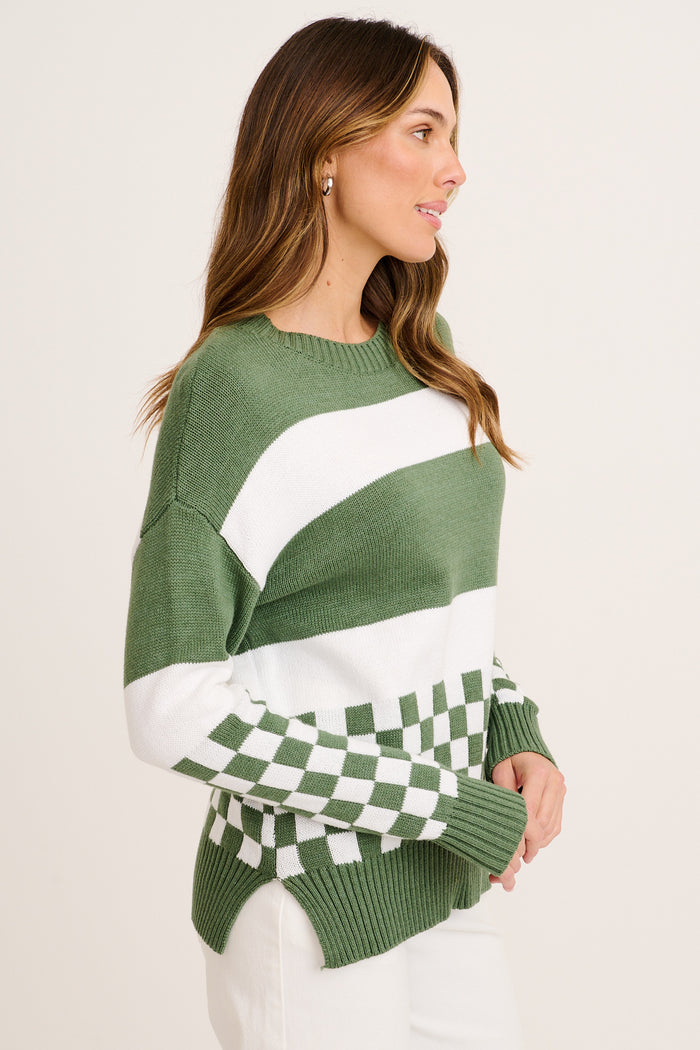 Lucky Charm Knit in Khaki Cotton Blend side