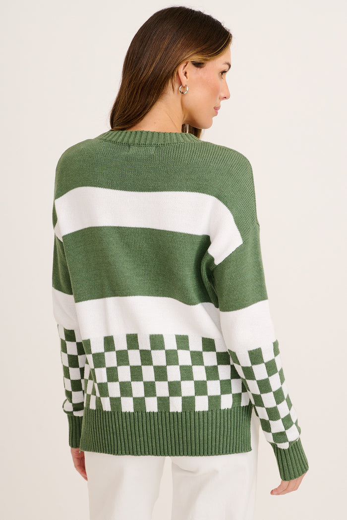 Lucky Charm Knit in Khaki Cotton Blend back