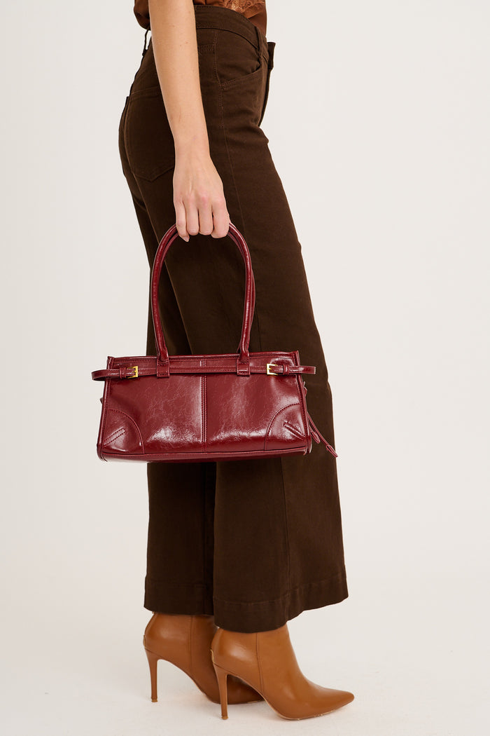 Ruby Shoulder Bag in Burgundy on model side