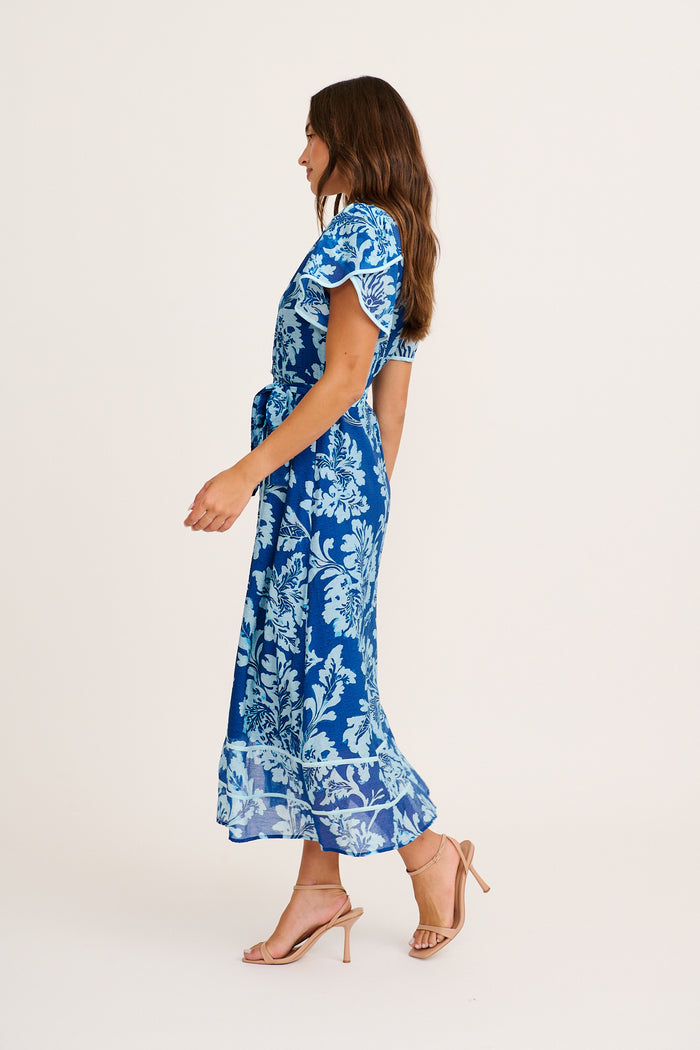 Wild Love Maxi Dress in Blue Floral side