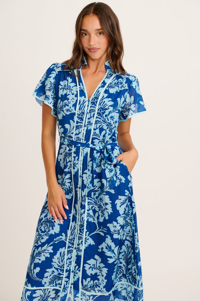 Wild Love Maxi Dress in Blue Floral front