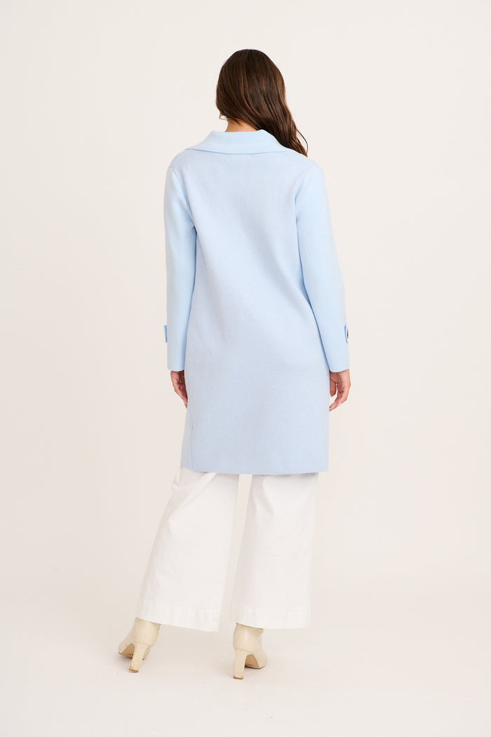 Luxe Knit Coat in Blue back