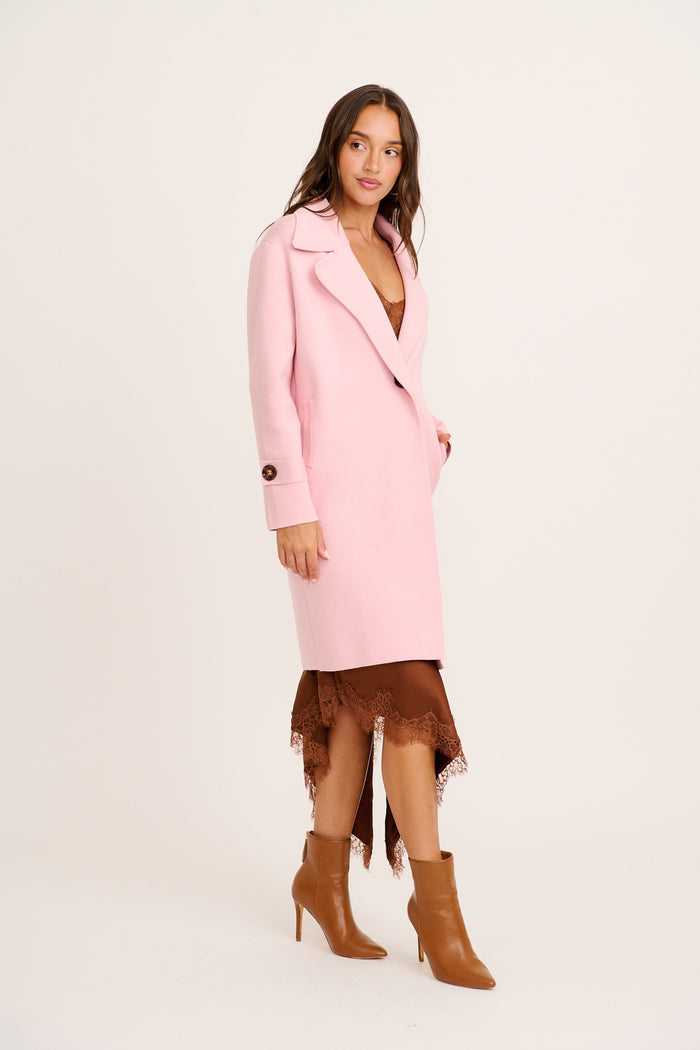 Luxe Knit Coat in Pink side