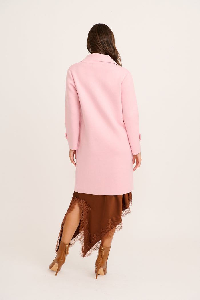 Luxe Knit Coat in Pink back