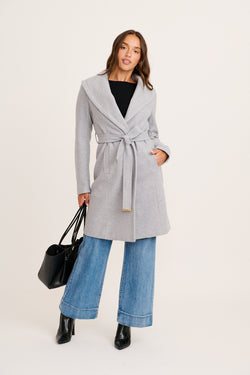 Garcelle Coat in Light Grey full length