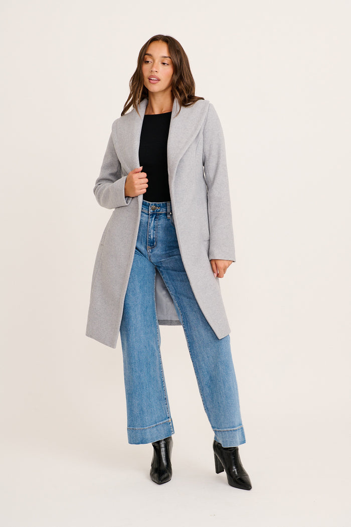 Garcelle Coat in Light Grey full length