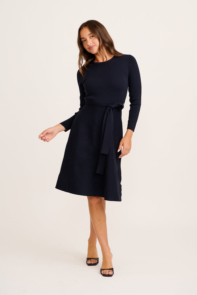 Bensaidy Midi Knit Dress In Navy – St Frock