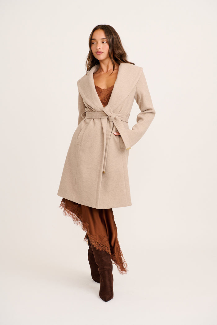Garcelle Coat in Latte full length