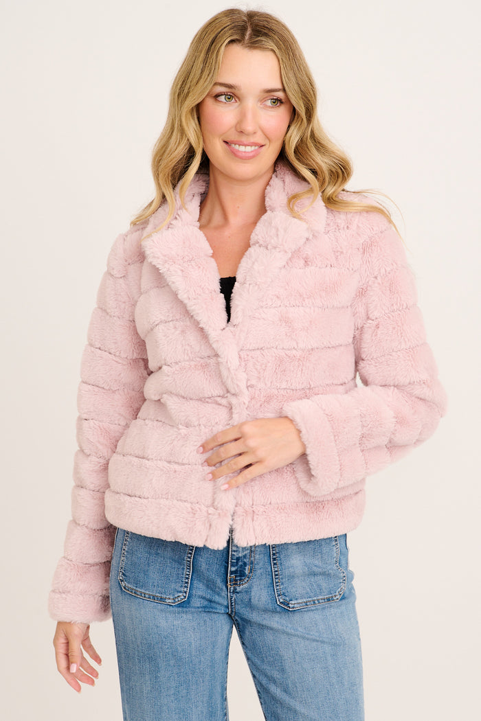 Felina Faux Fur Jacket in Dusty Pink