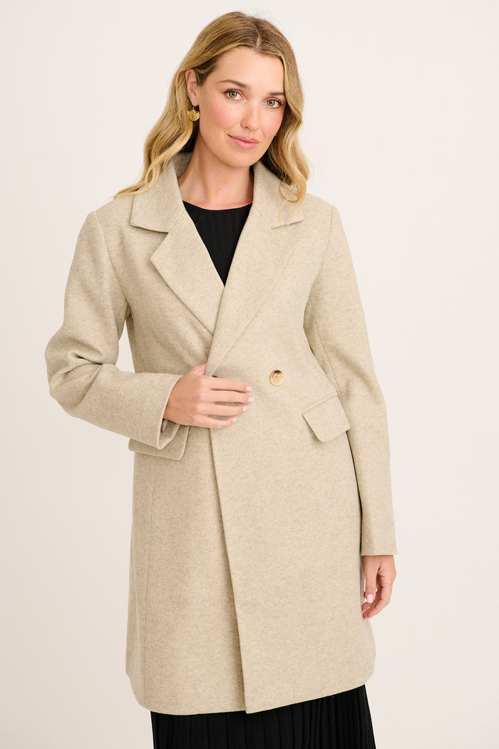 Aretha Coat in Taupe front