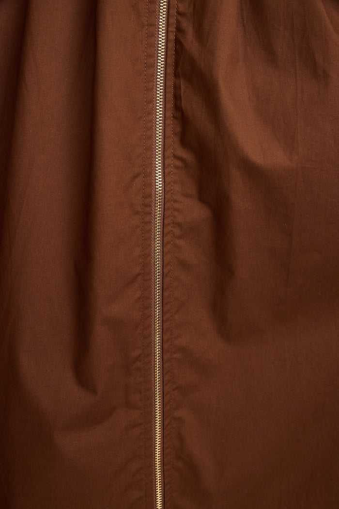 Charisse Midi Zip Dress in Chocolate Cotton fabric