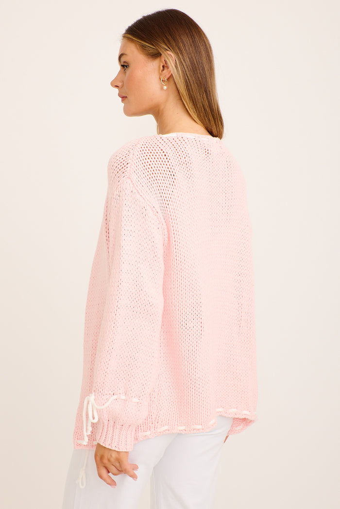 Tangled Knit Cardigan in Blush Wool Blend back