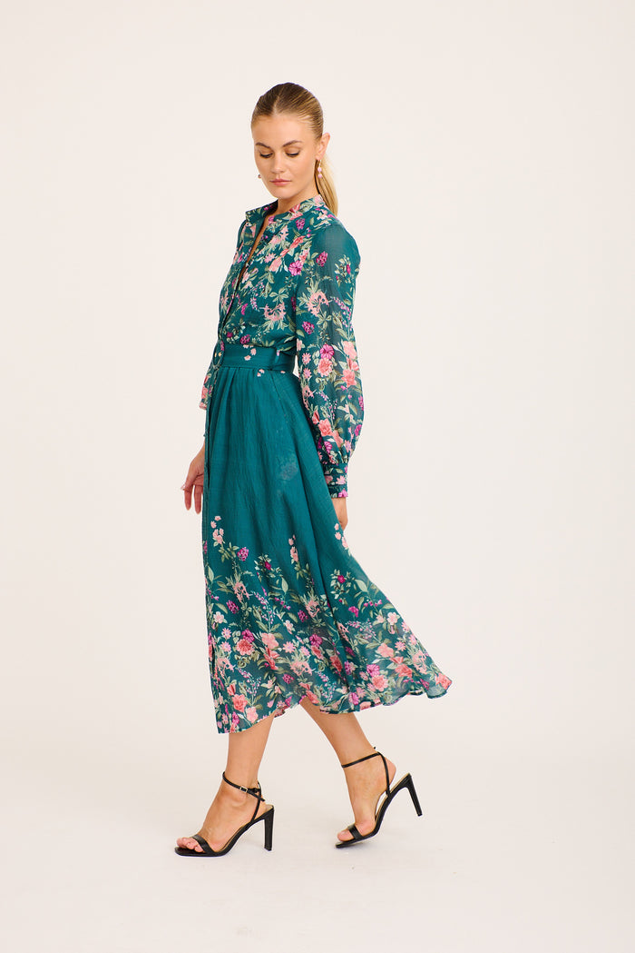 Midnight Maxi Dress in Emerald Floral side