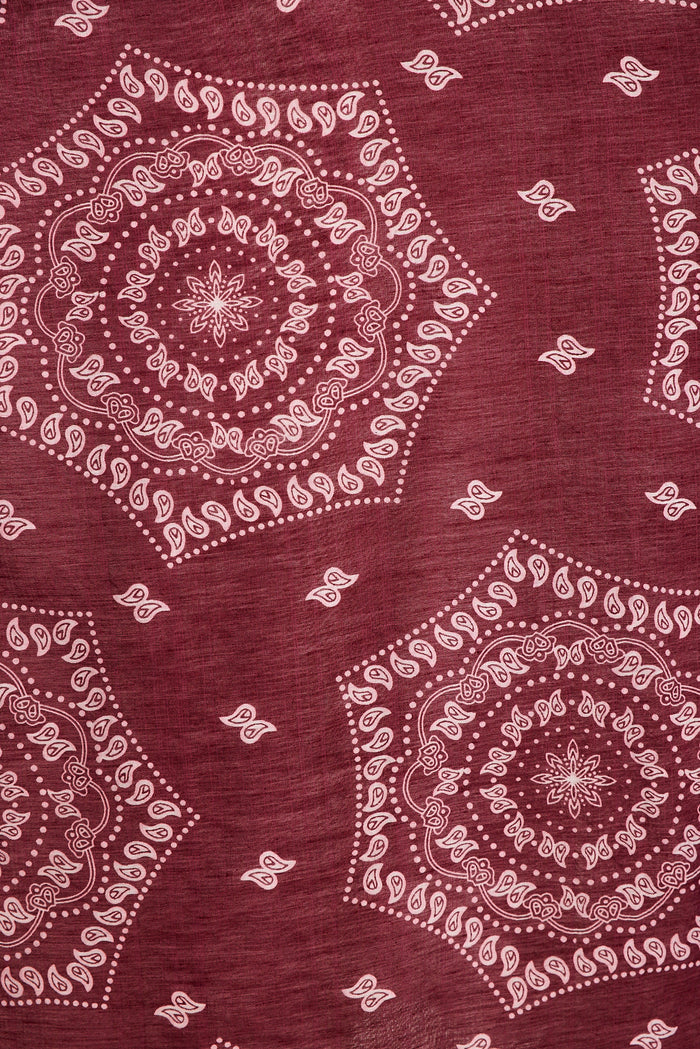 Malika Maxi Shirt Dress in Wine Tile Print Cotton Blend fabric