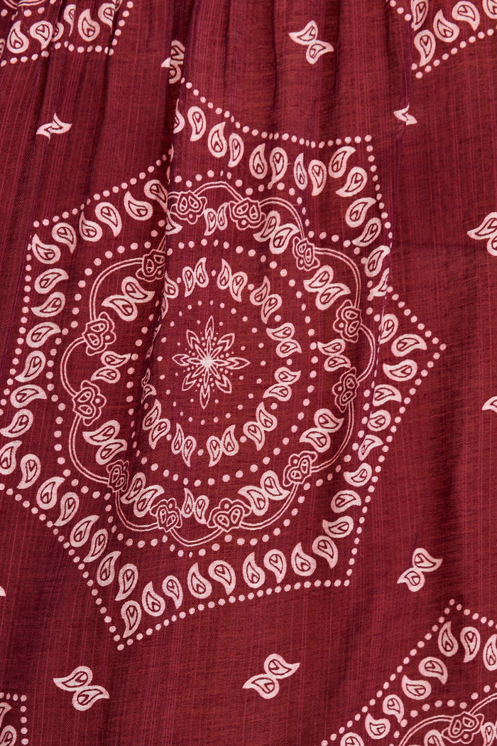 Melia Shirt in Wine Tile Print Cotton Blend fabric