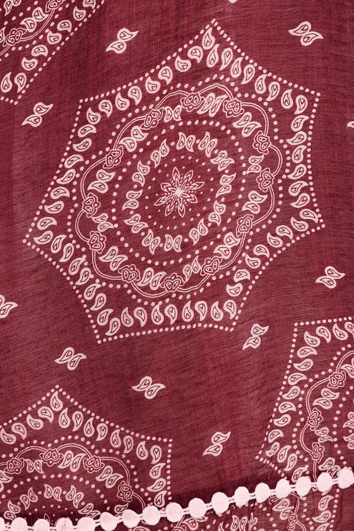 Malhia Shirt Dress in Wine Tile Print Cotton Blend fabric